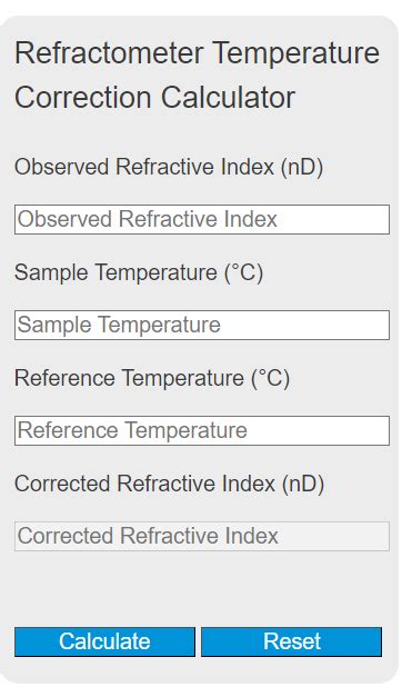 refractometer temperature correction calculator